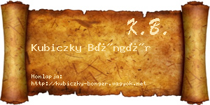 Kubiczky Böngér névjegykártya